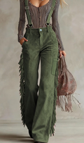 Pantalon à bretelles évasé