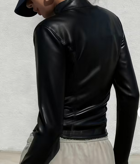 Veste en similicuir uni