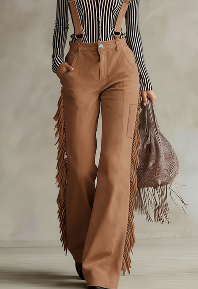 Pantalon à bretelles évasé